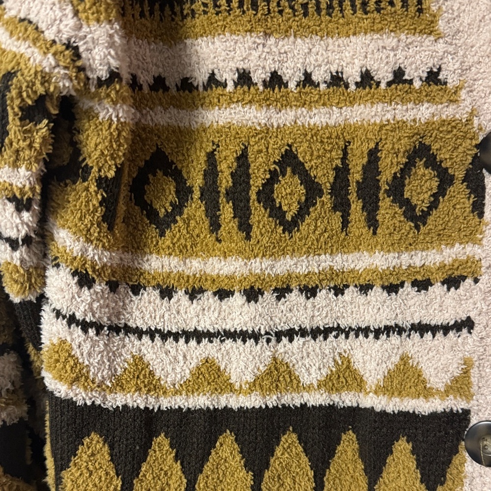 Frye-M-Black and Brown Cardigan Sweater V-Neck Nordic Pattern. - Picture 3 of 7